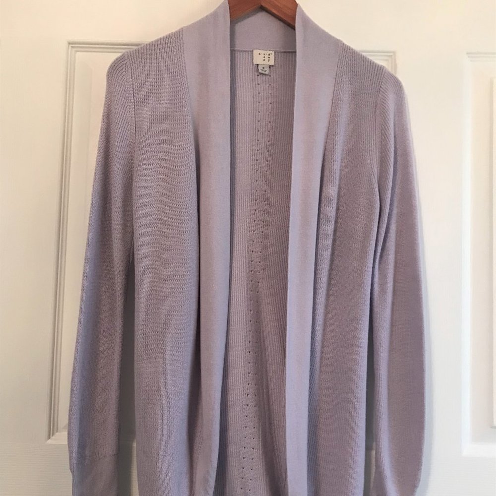 A N D E A W Y andeawy Lavender Lilac Lightweight Long Open Cardigan Sweater S 6